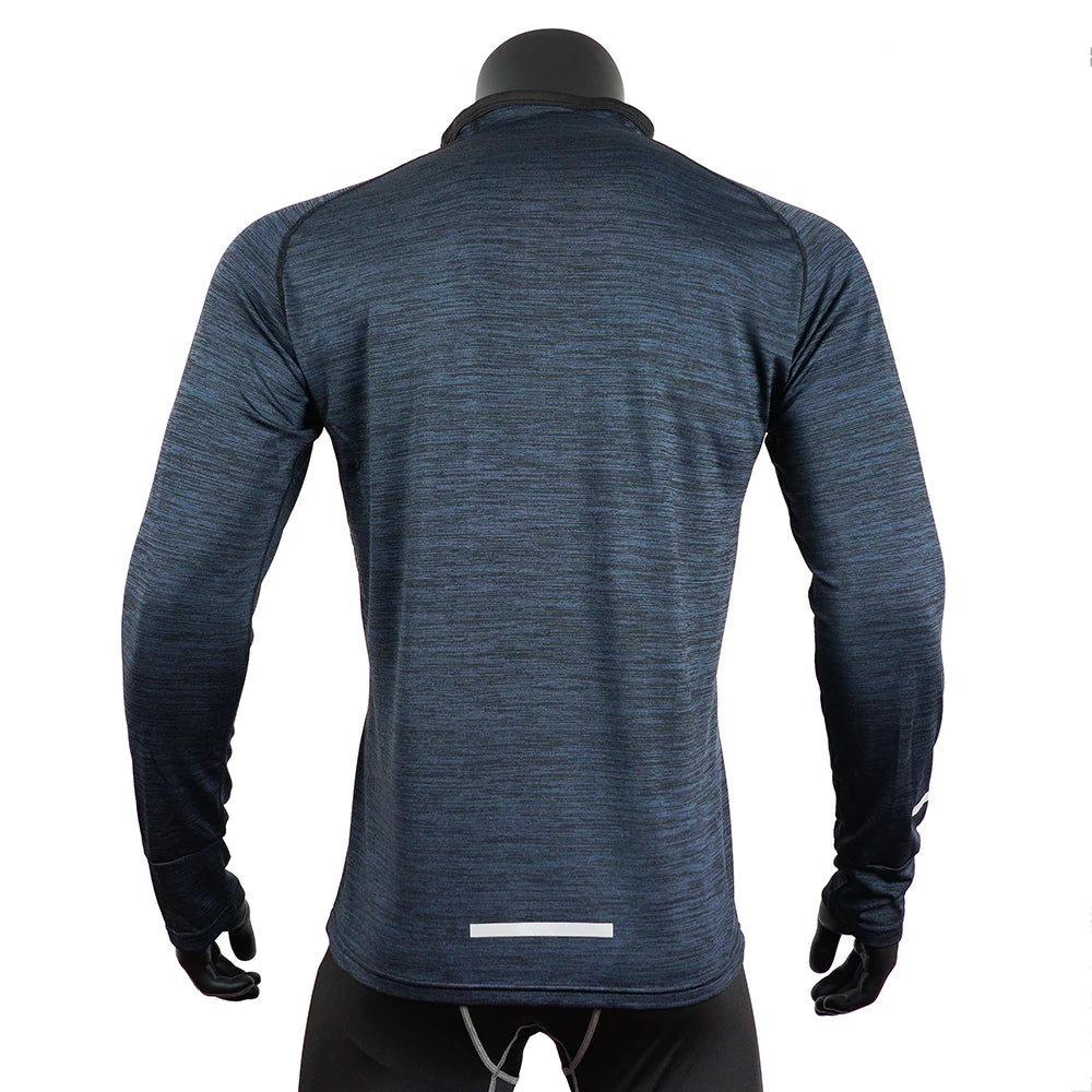 Mens Sports T-Shirt Sportswear Long Sleeve Running Gym Clothing Fitness Compression Shirt Zip Pullover Hiking Rashguard w42