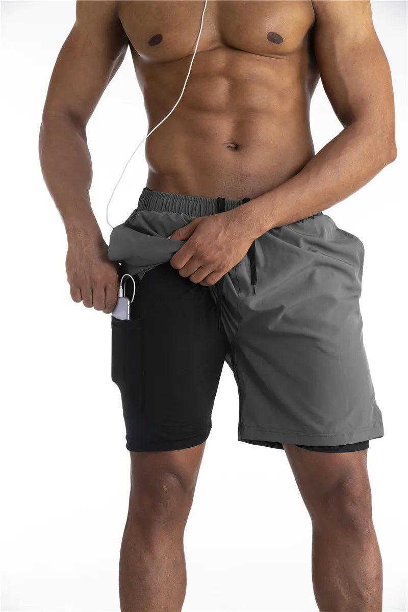 Summer 2024 Running Shorts Men 2 in 1 Sports Jogging Fitness Shorts Training Quick Dry Mens Gym Men Shorts Sport gym Short Pants