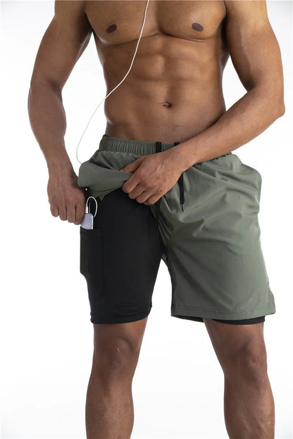 Summer 2024 Running Shorts Men 2 in 1 Sports Jogging Fitness Shorts Training Quick Dry Mens Gym Men Shorts Sport gym Short Pants