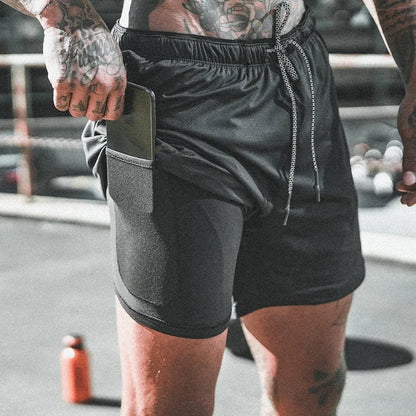 Running Shorts Men 2 in 1 Sports Shorts double-deck quick-dry Summer mesh men Shorts Jogging Gym Shorts men outdoors Sweatpants