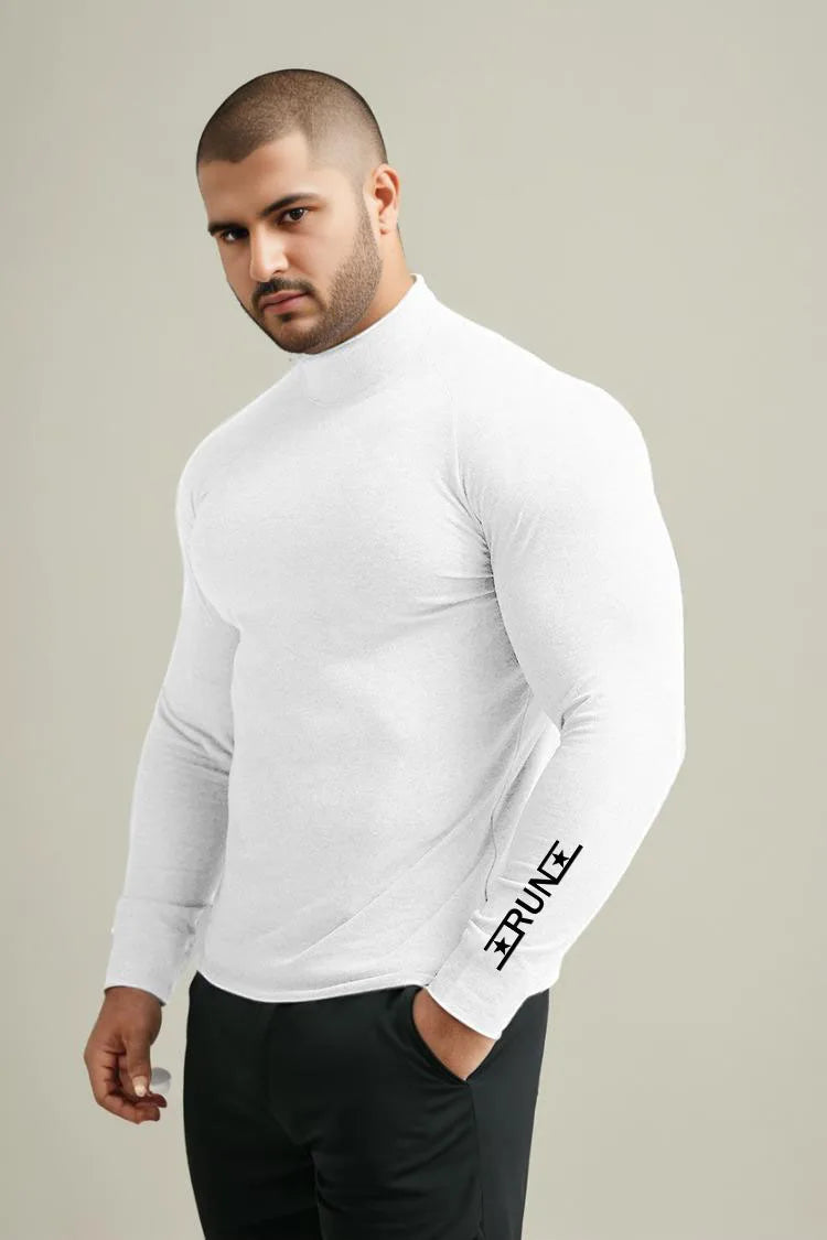 Sports Compression T-shirt Men's Long Sleeved High Neck Shirt Quick Drying Tight T-shirt Gym training Wear Running Top