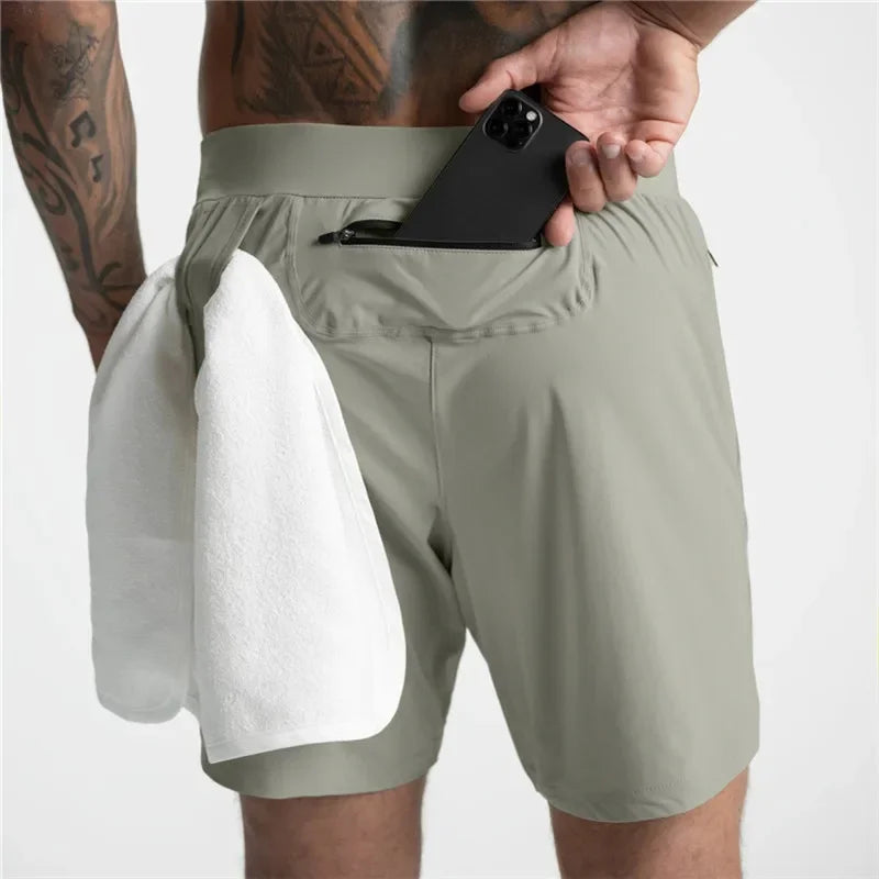 Men Running Bodybuilding Shorts Man Summer Gyms Workout shorts Male Breathable Quick Dry Sportswear Jogger multi-pocket Shorts