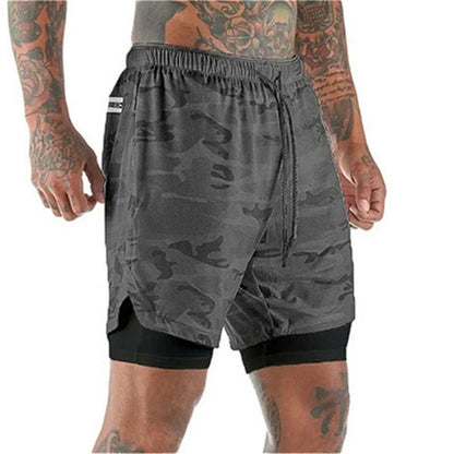 Running Shorts Men 2 in 1 Sports Shorts double-deck quick-dry Summer mesh men Shorts Jogging Gym Shorts men outdoors Sweatpants