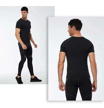 Compression Short Sleeve Shirt Black Fitness T-Shirt Men's Running Sports Top Quick Drying Gym Workout Summer Sportswear