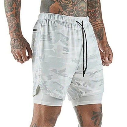 Running Shorts Men 2 in 1 Sports Shorts double-deck quick-dry Summer mesh men Shorts Jogging Gym Shorts men outdoors Sweatpants