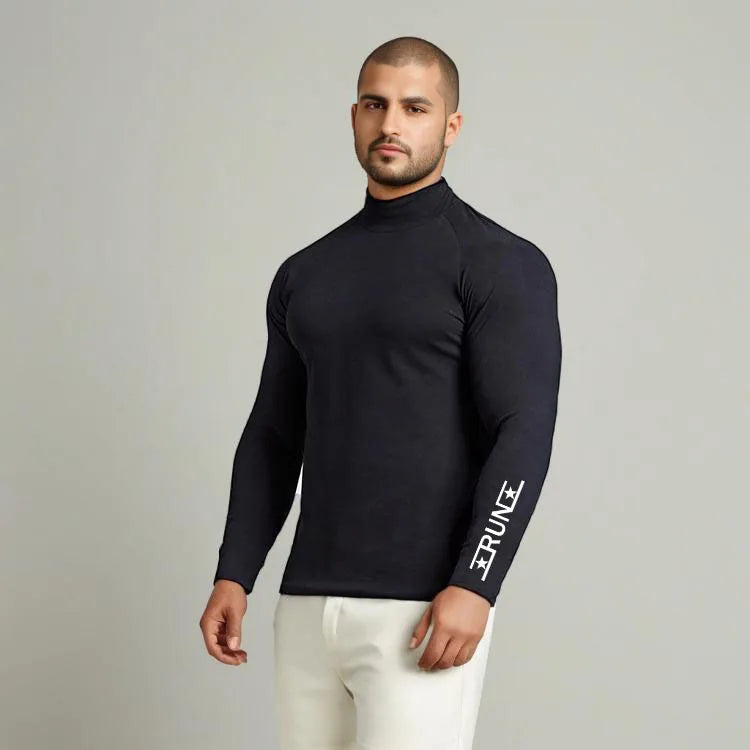 Sports Compression T-shirt Men's Long Sleeved High Neck Shirt Quick Drying Tight T-shirt Gym training Wear Running Top