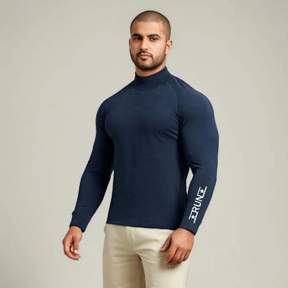 Sports Compression T-shirt Men's Long Sleeved High Neck Shirt Quick Drying Tight T-shirt Gym training Wear Running Top