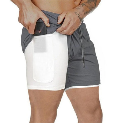 Running Shorts Men 2 in 1 Sports Shorts double-deck quick-dry Summer mesh men Shorts Jogging Gym Shorts men outdoors Sweatpants