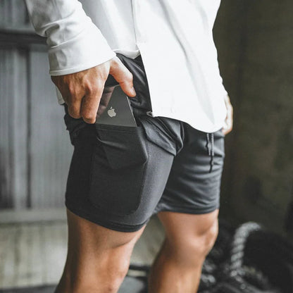 Running Shorts Men 2 in 1 Sports Shorts double-deck quick-dry Summer mesh men Shorts Jogging Gym Shorts men outdoors Sweatpants