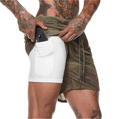 Running Shorts Men 2 in 1 Sports Shorts double-deck quick-dry Summer mesh men Shorts Jogging Gym Shorts men outdoors Sweatpants