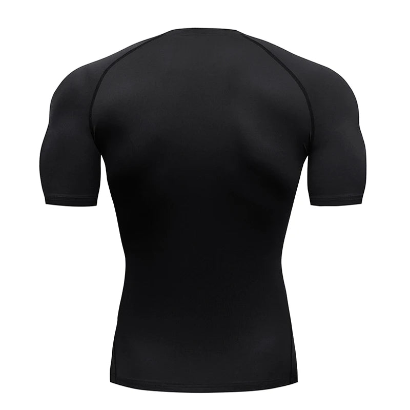 Compression Short Sleeve Shirt Black Fitness T-Shirt Men's Running Sports Top Quick Drying Gym Workout Summer Sportswear